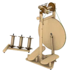 Houten spinnewiel met dubbele trapplank van Lojan