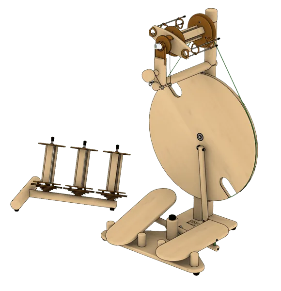 Wooden spinningwheel to bring with you on your travels, travel Buddy from Lojan