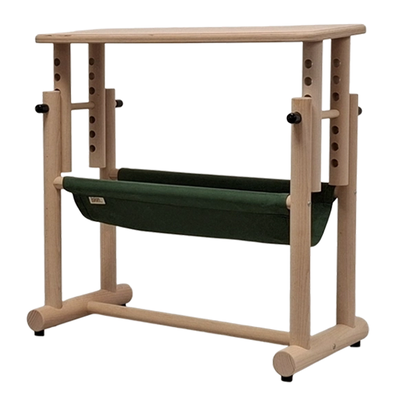 adjustable wooden weaving bench