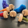 Lojan drop spindles with colorful fibers