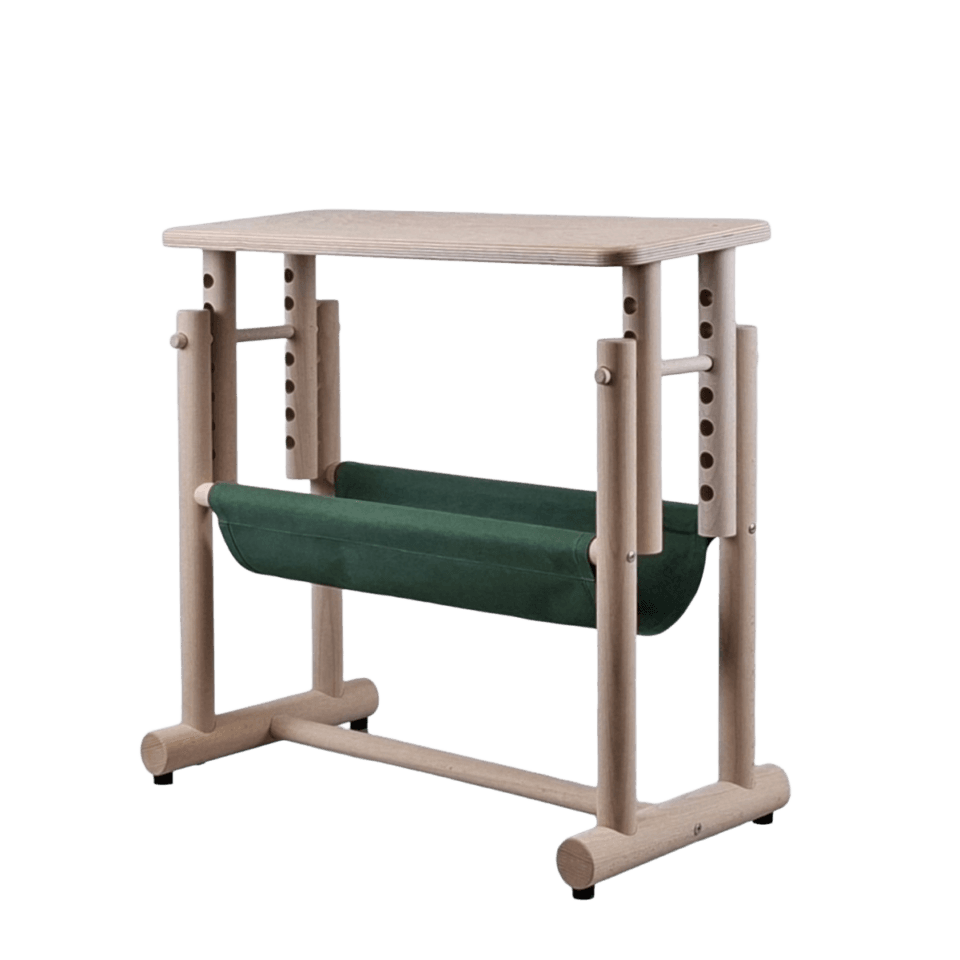 adjustable wooden weaving bench